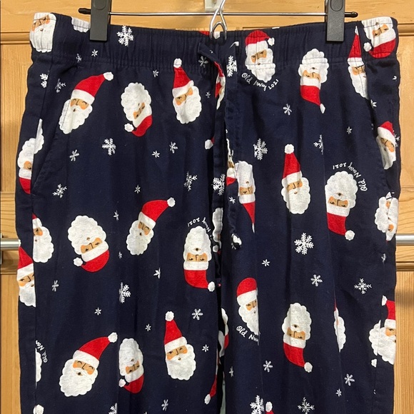 Old Navy Other - Old Navy Men’s Pajama Bottoms Flannel Navy with Santa Print Sz L